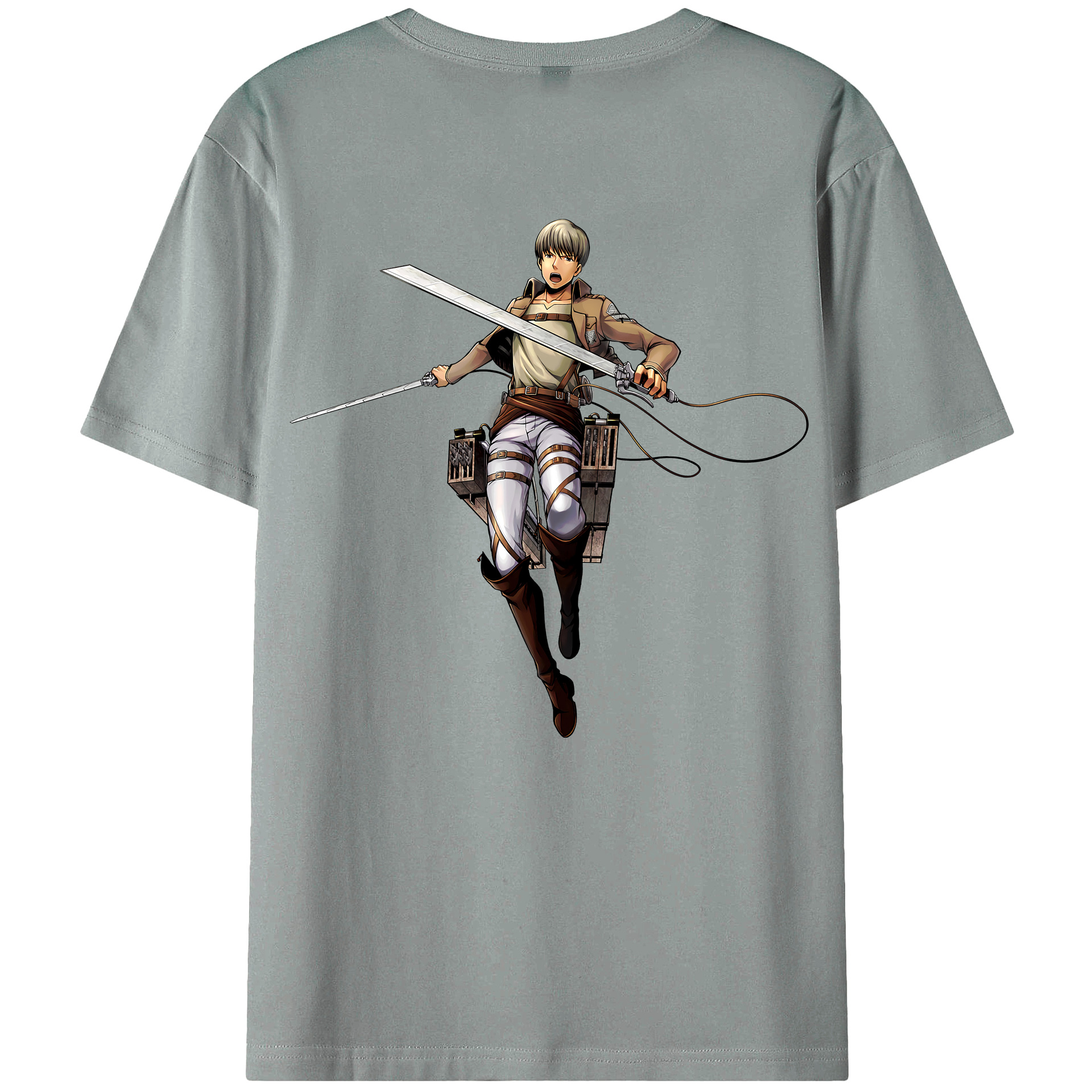 （画像用） 進撃の巨人 Attack on Titan 綿100％ メンズ半袖Tシャツ（バックプリント） 通気性